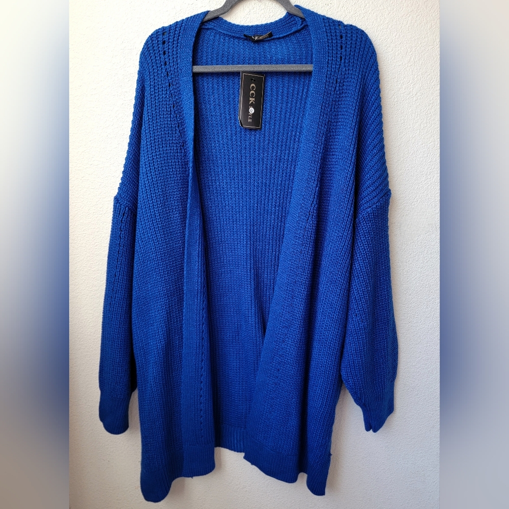 CCK Style blue open front cardigan